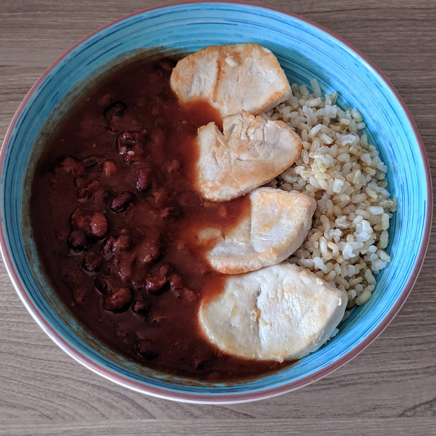 Azukis con arroz integral y pavo