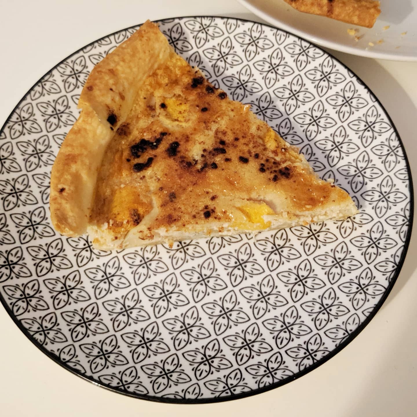 Healthy peach and pear mascarpone pie/Tarta saludable de melocotón y pera con mascarpone