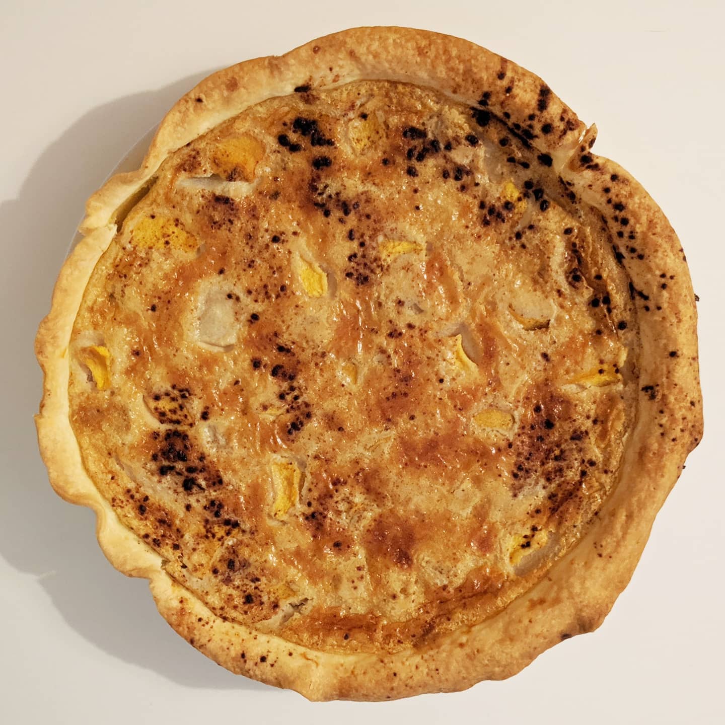 Healthy peach and pear mascarpone pie/Tarta saludable de melocotón y pera con mascarpone