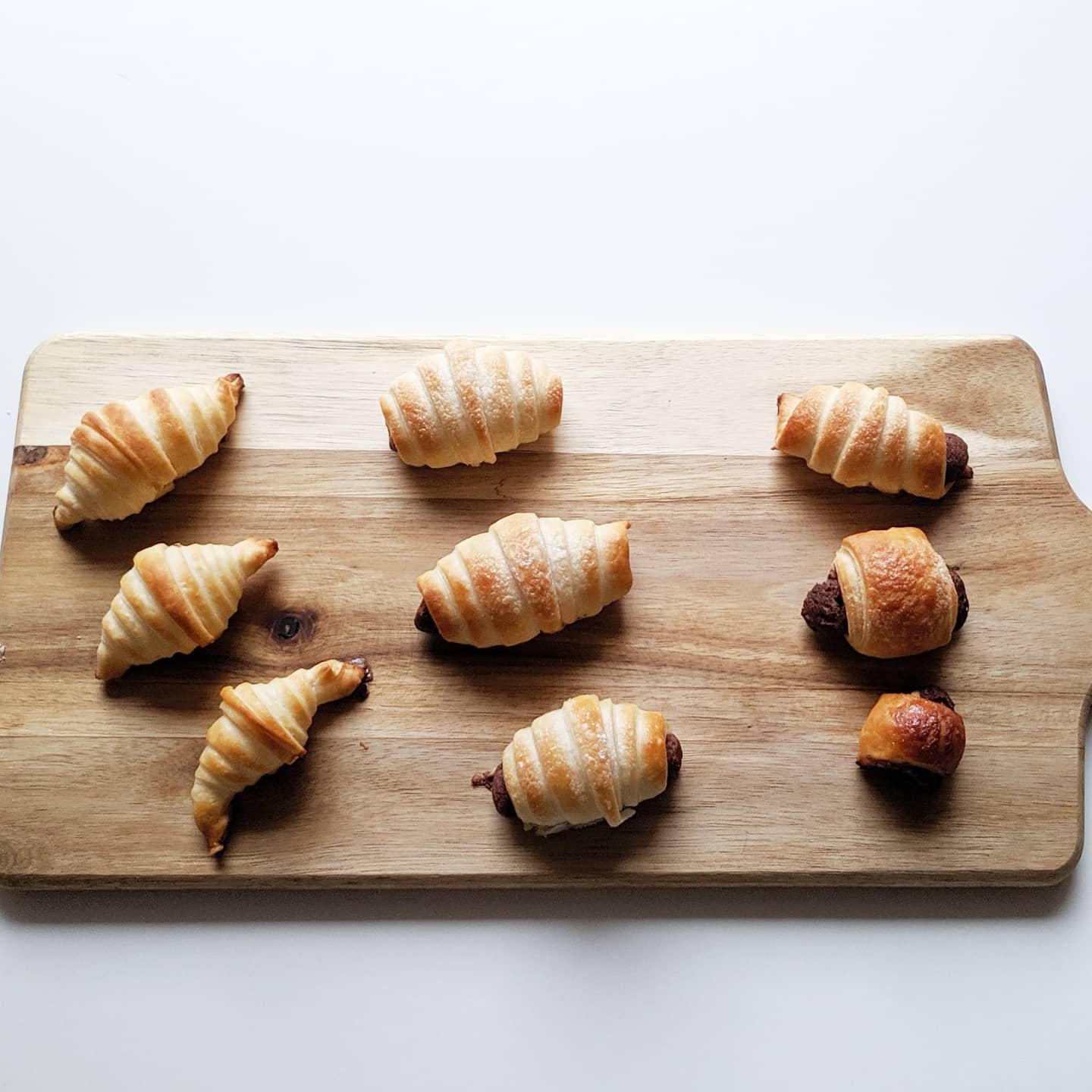 Mini croissants y mini napolitanas con nutella y normales
